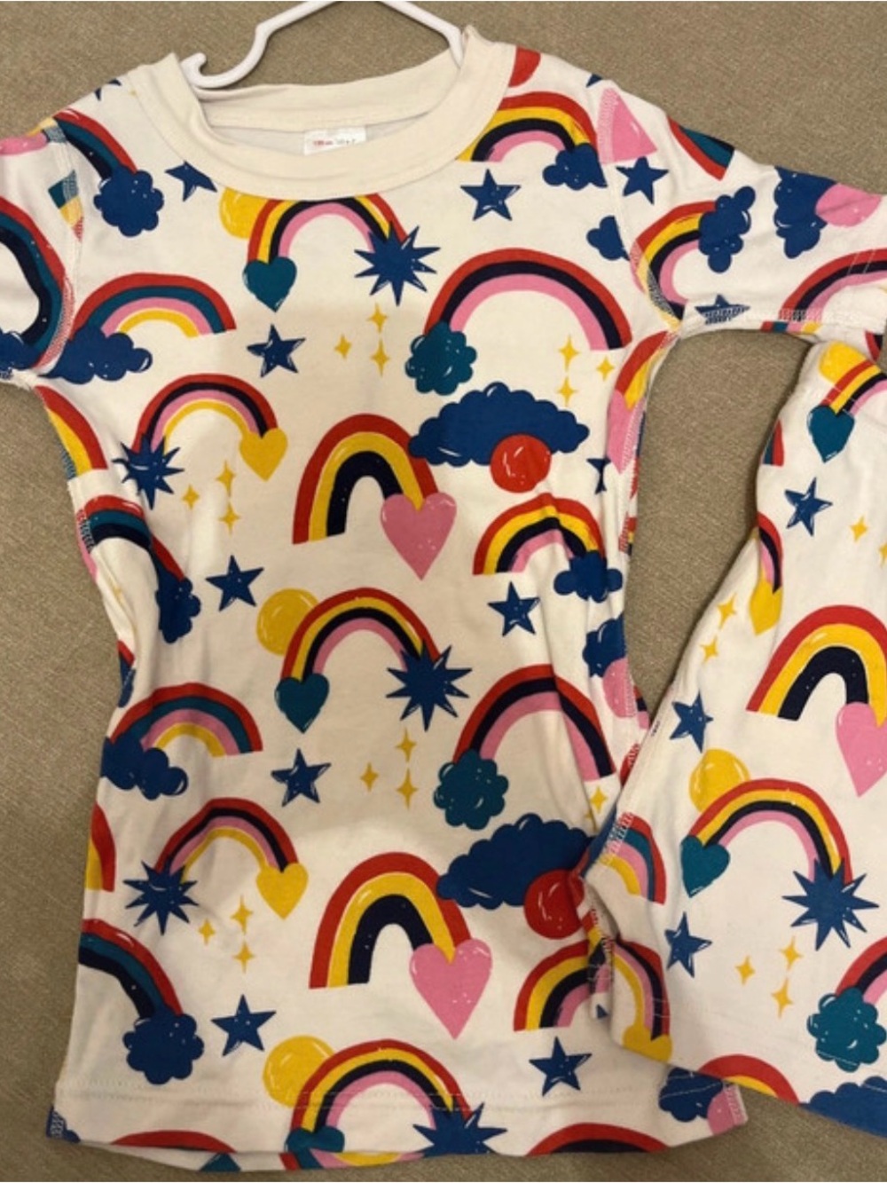 Hanna Andersson White Rainbow & Heart Print Kids Pajama Set